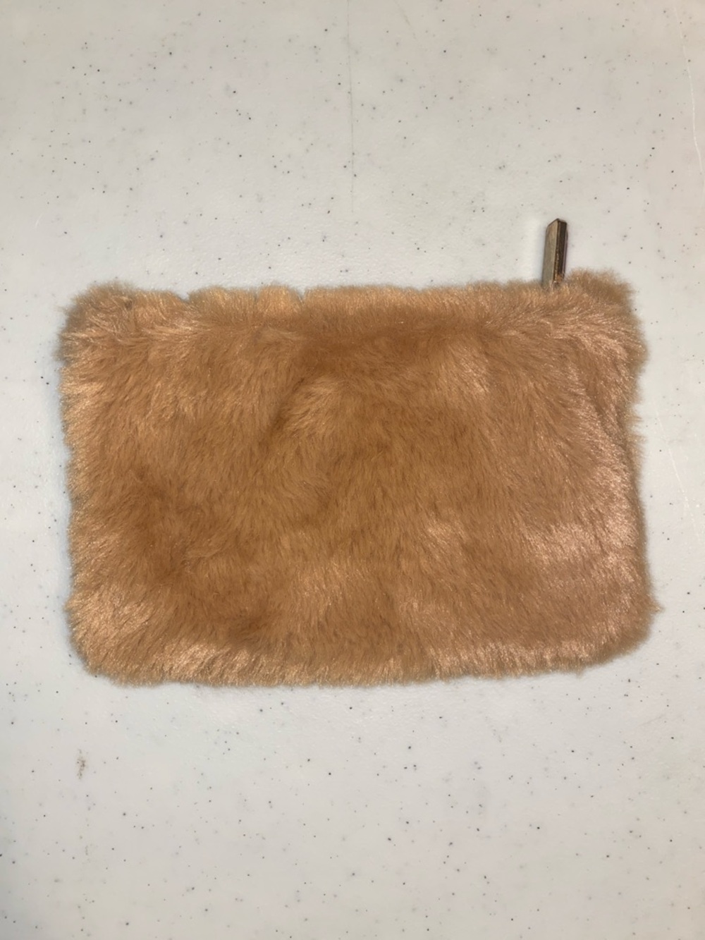 Ipsy Cosmetic Bag Tan Plush Faux Fur